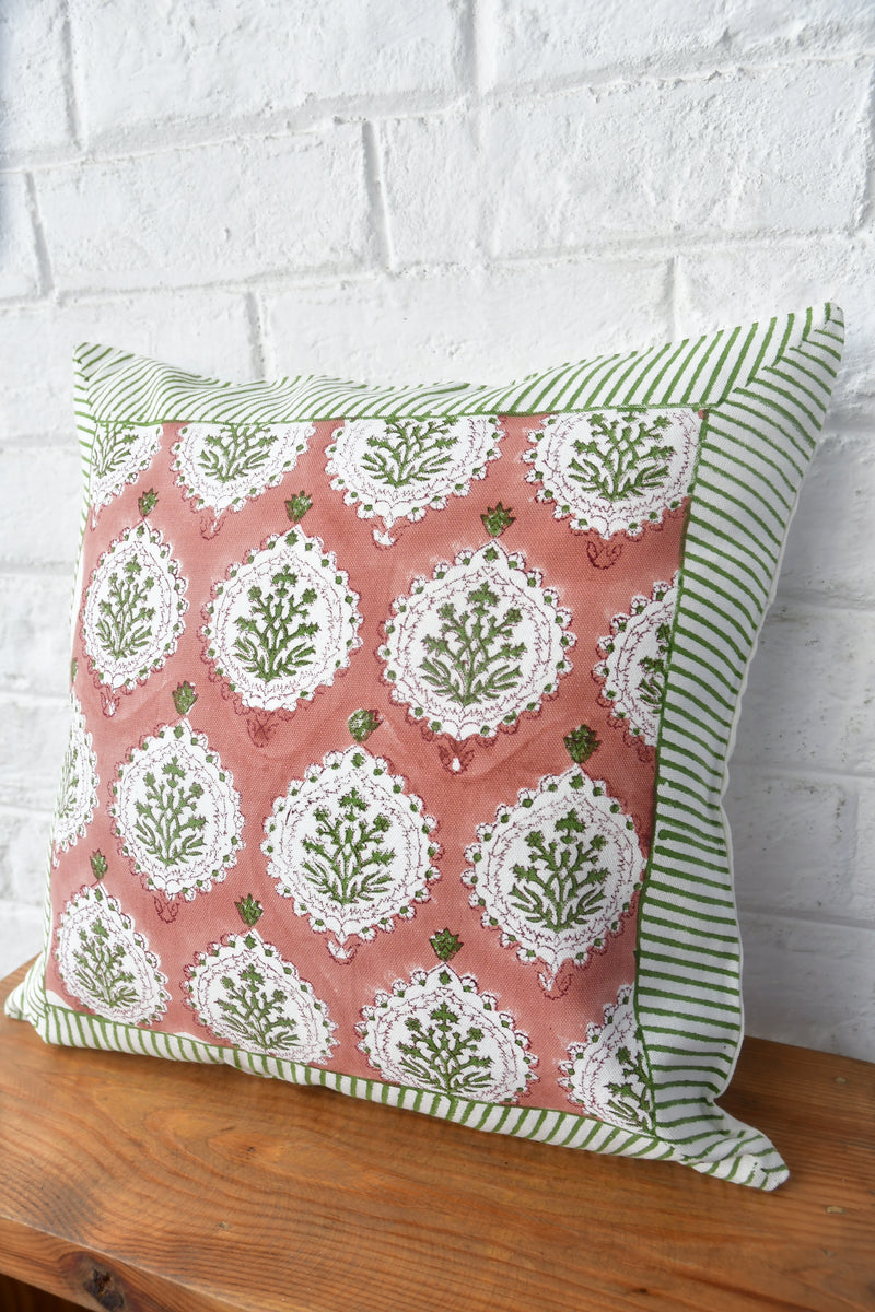 Rust HandBlock Printed cushion cover