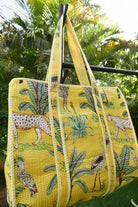 Sunshine Yellow Animal Print Zipper Tote Bag