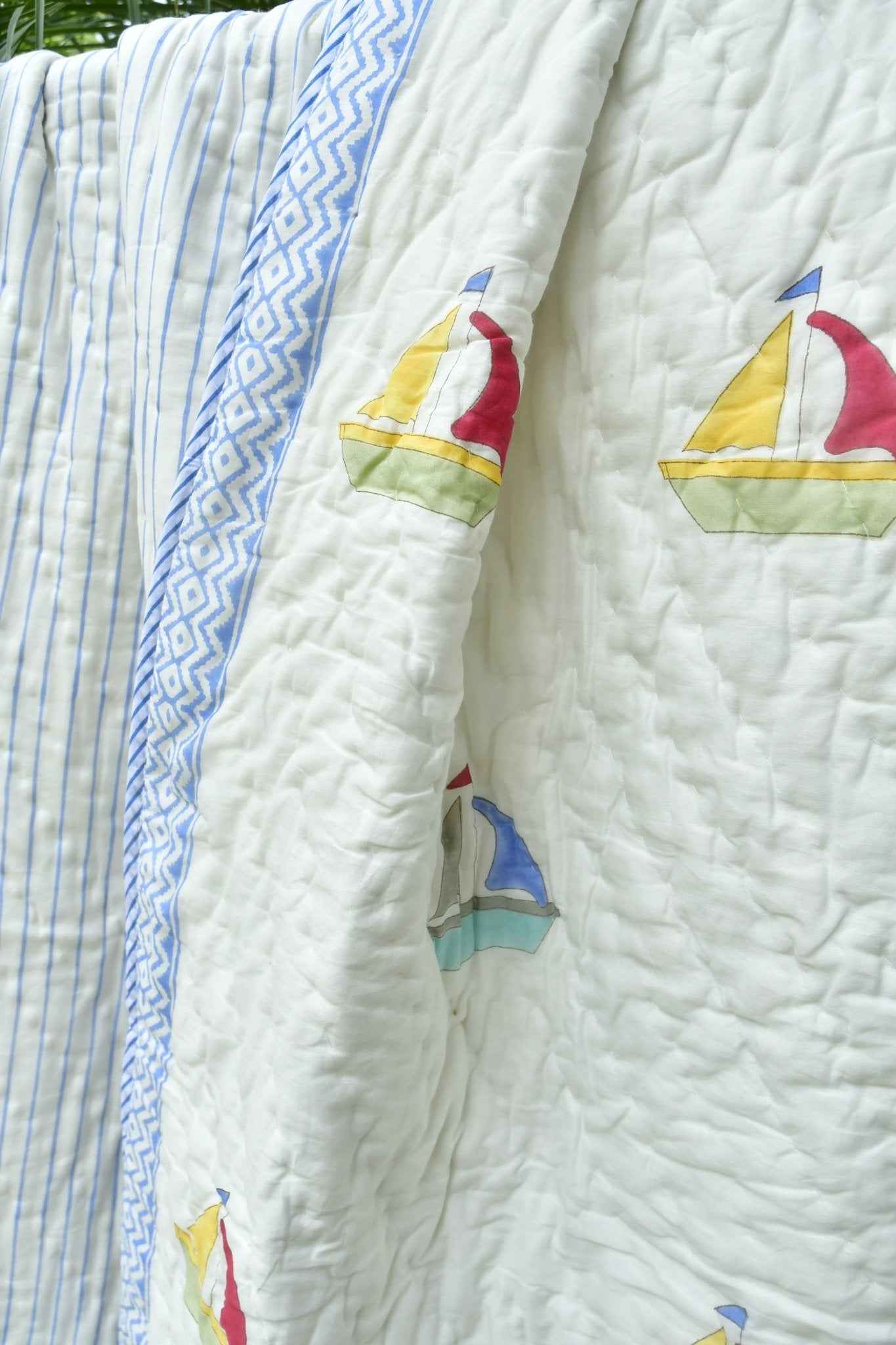 Boat Print Mul Mul Handblock Cotton Quilt