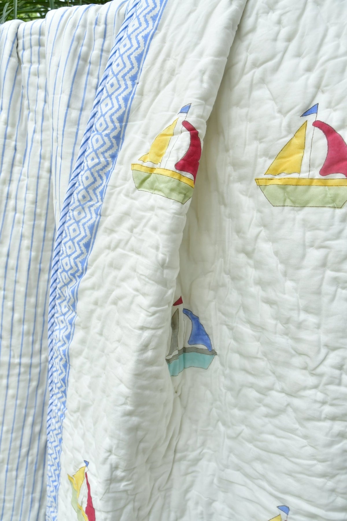 Boat Print Mul Mul Handblock Cotton Quilt
