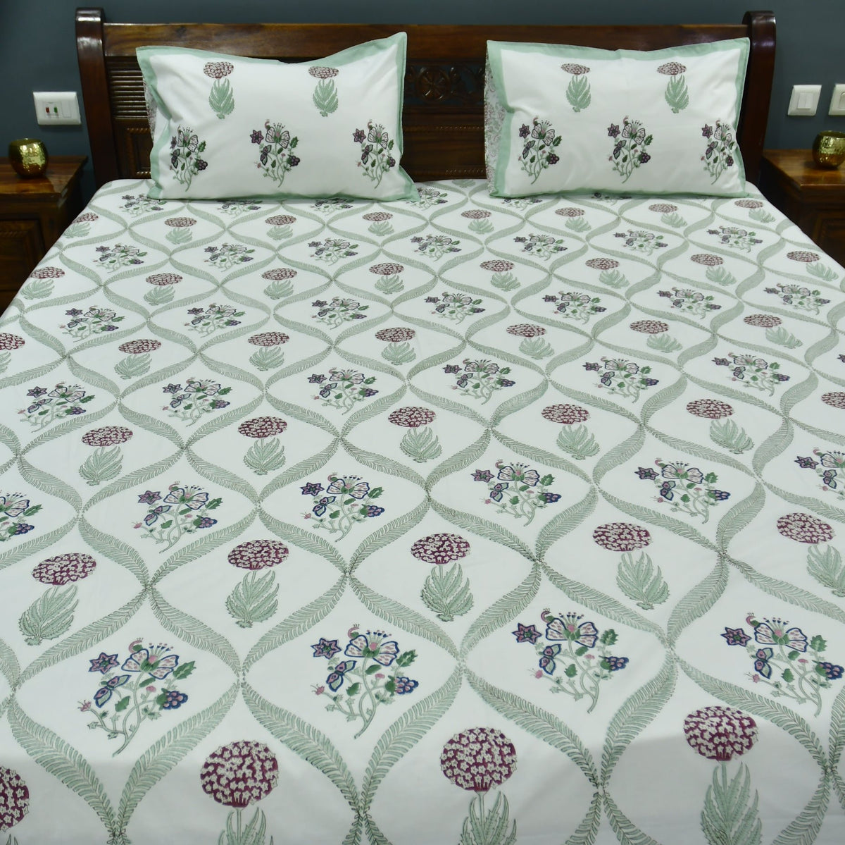 Jaipuri floral bedsheet