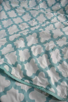 Sea Green and White Mul Mul Cotton Reversible Dohar