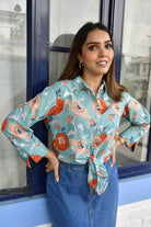 Moonstone Blue Floral Cotton Shirt