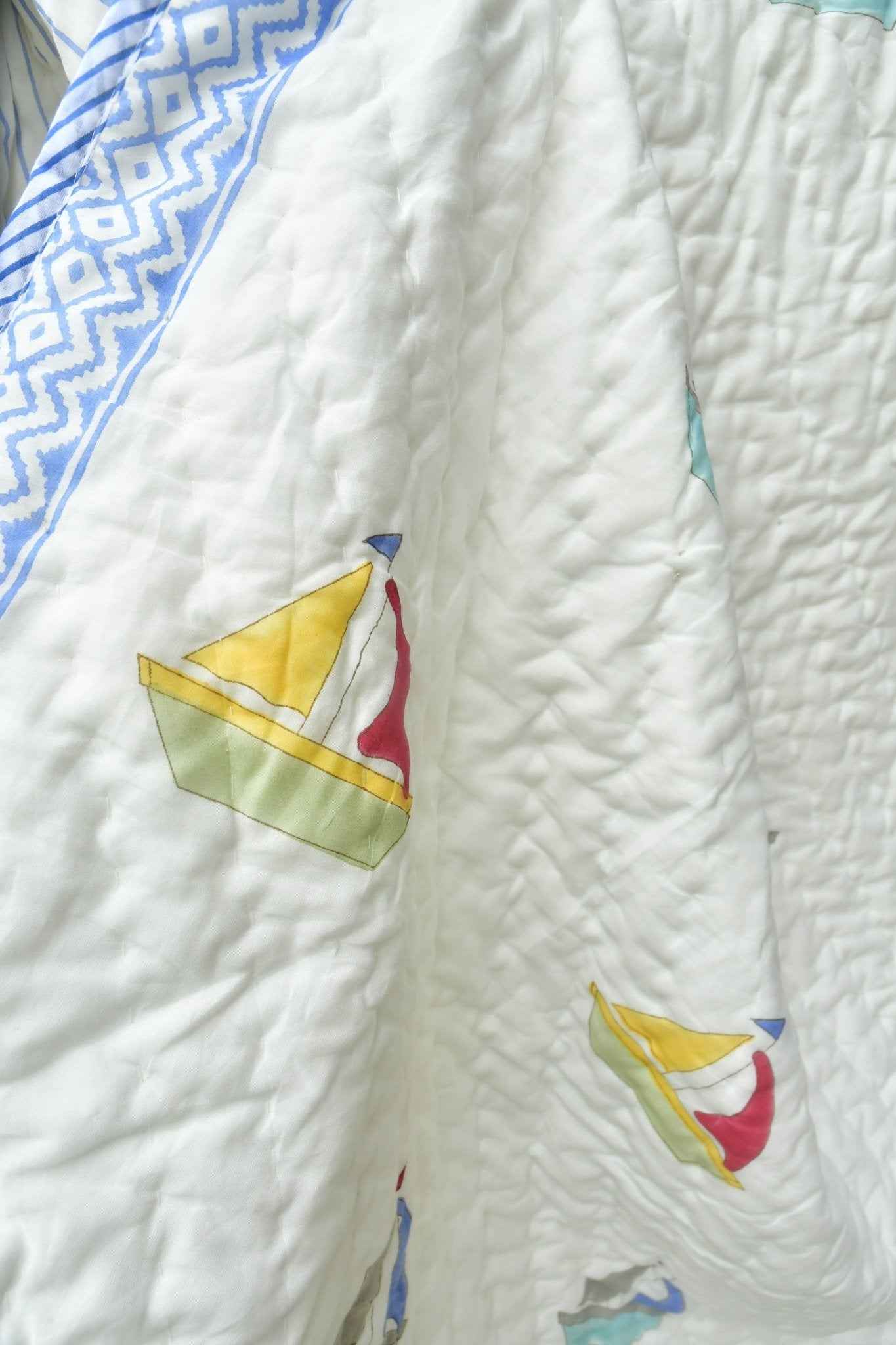 Boat Print Mul Mul Handblock Cotton Quilt