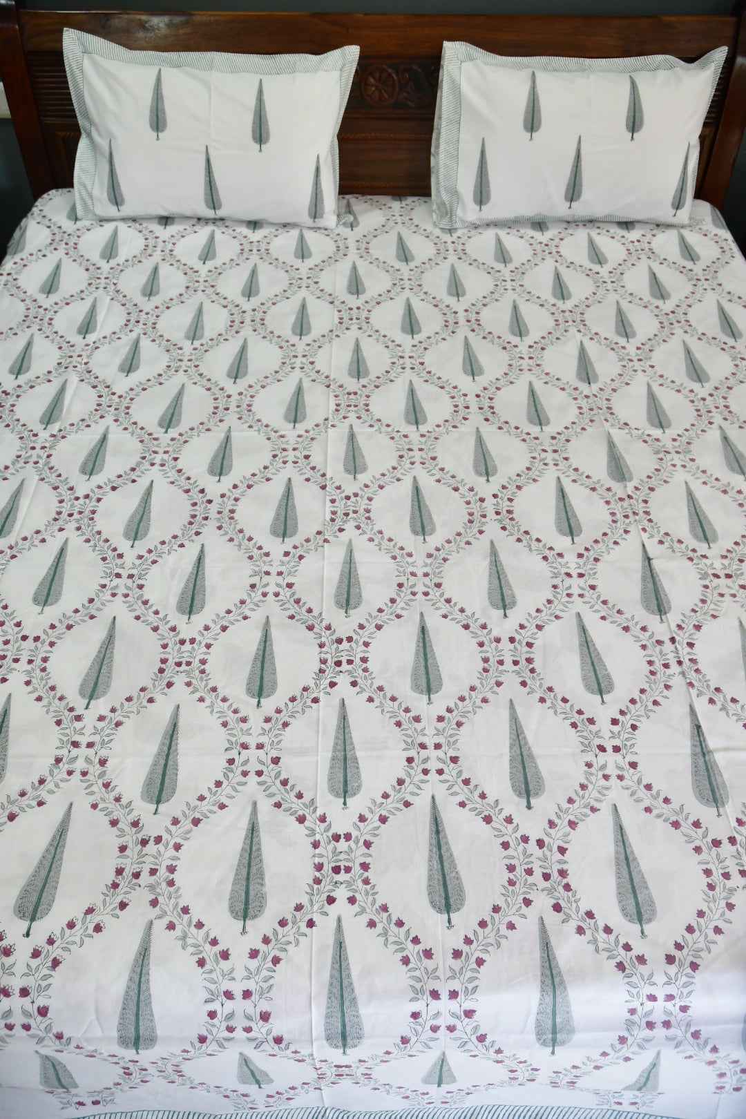 Cypress Jaal Handblock Cotton Handblock Bedsheet