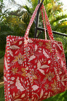 Lovely Red Zipper Tote Bag: Hand-Blocked Beauty