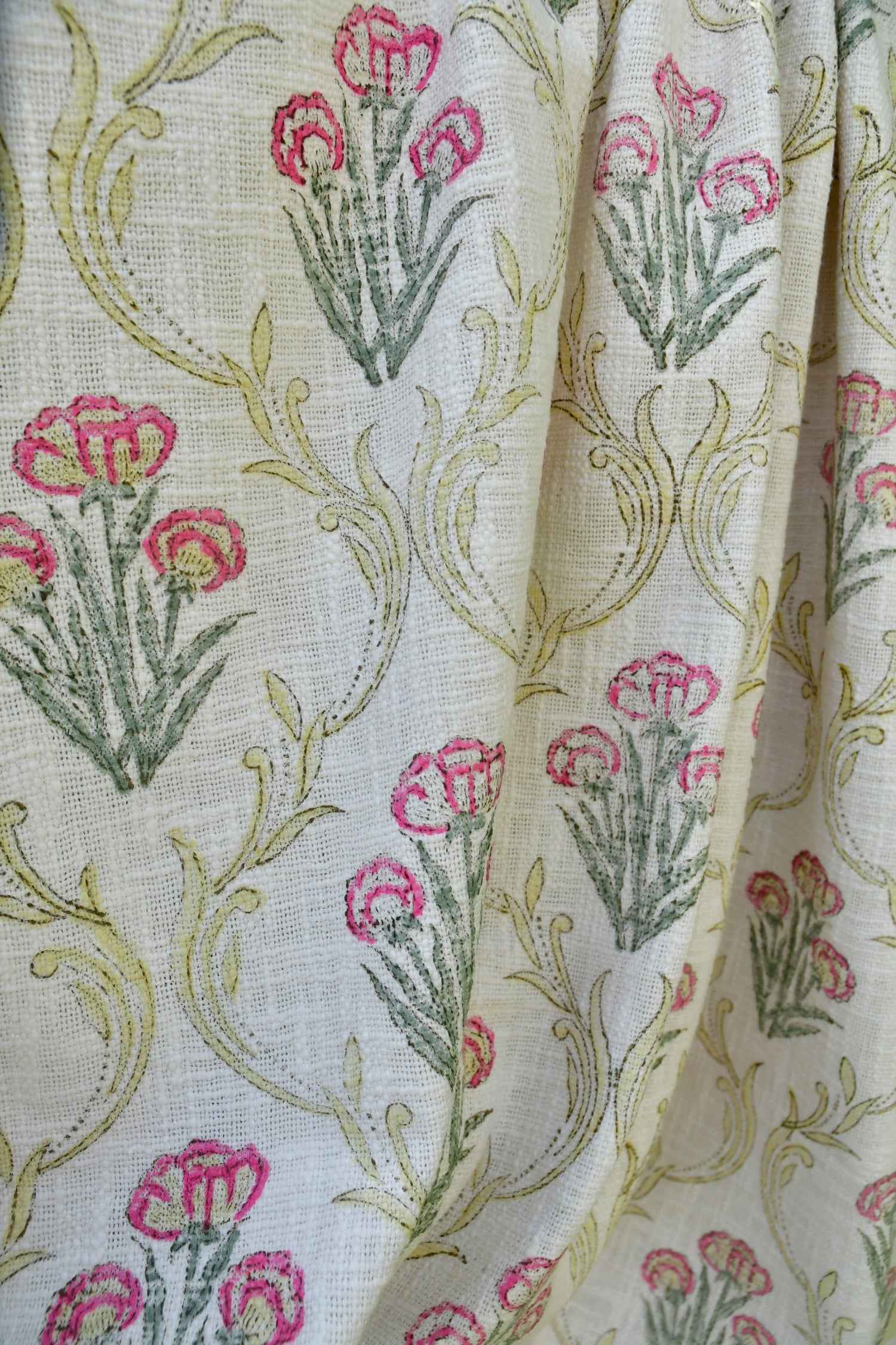 Green Pink Jaal Handblock / handcrafted Throw