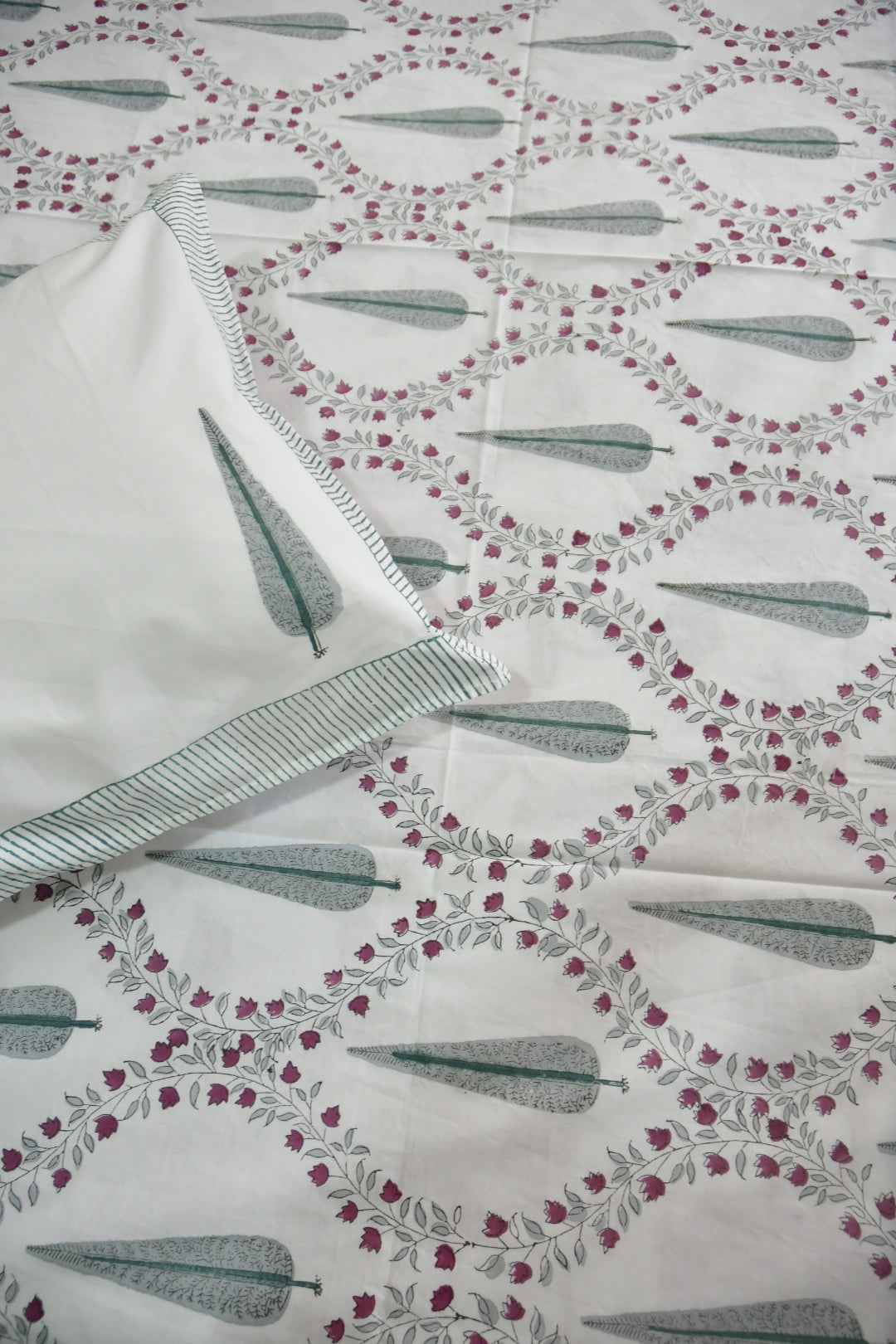 Cypress Jaal Handblock Cotton Handblock Bedsheet