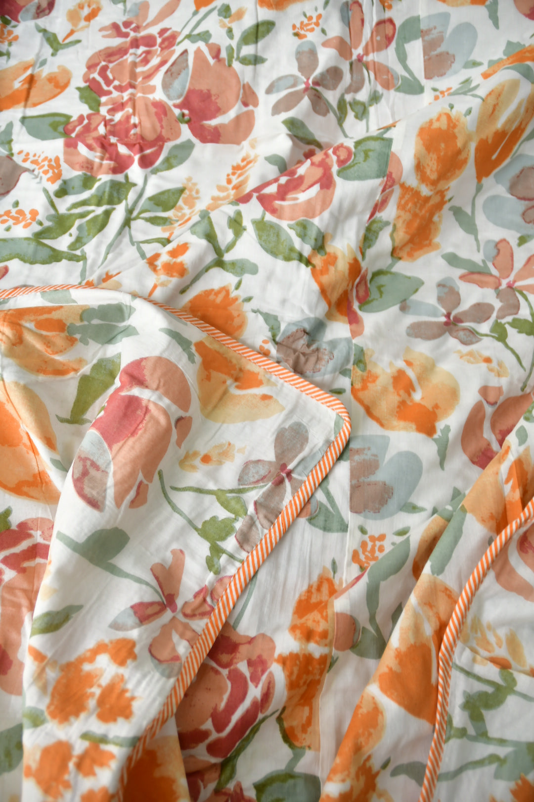 Floral orange cotton dohar