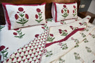 Classic Red Poppy Handblock Cotton Bedding Set