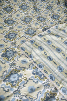 Blue Ikkat Reversible Mul Mul Handblock Cotton Dohar