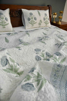 Blue Grey Poppy Quilted Bedcover : Aesthetically Modern