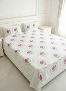 Pink Pomegranate Cotton Handblock Bedsheet