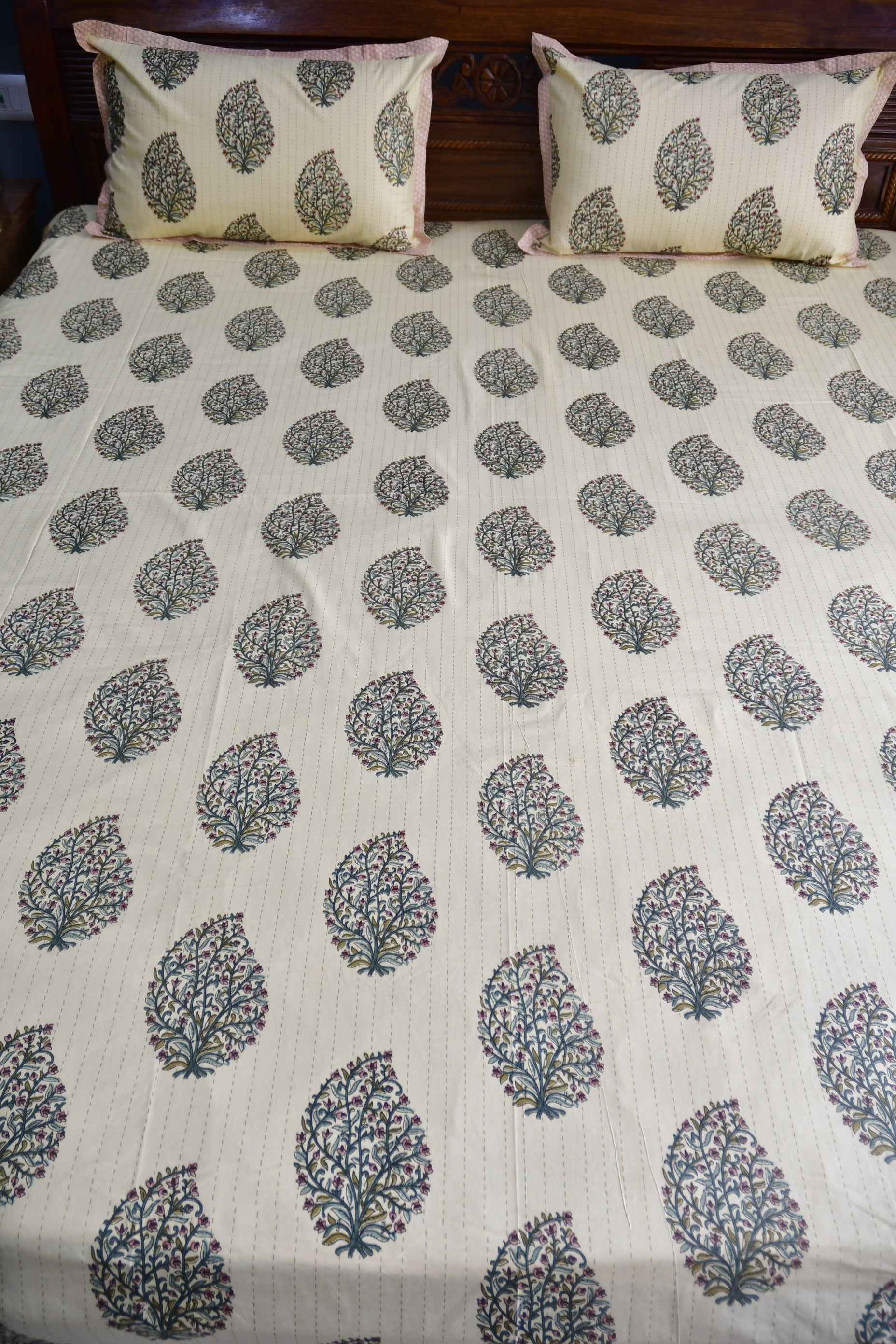 Paisley Buta Bedsheet: Jaipur Hand Block, Soft Cotton, Shop Online