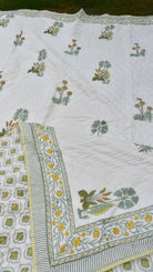Yellow Green Buta Jaipuri Quilt
