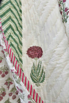 Serene Pink and Green Handblock Cotton Quilt