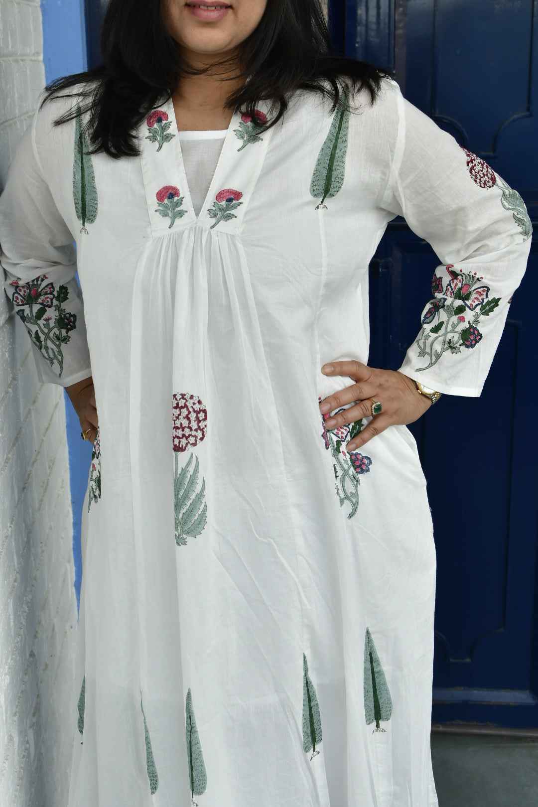 Cypress Love Kurta Dress : Handblock Cotton Kurta