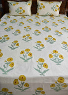 Yellow poppy cotton Bedsheet : Designer elegance