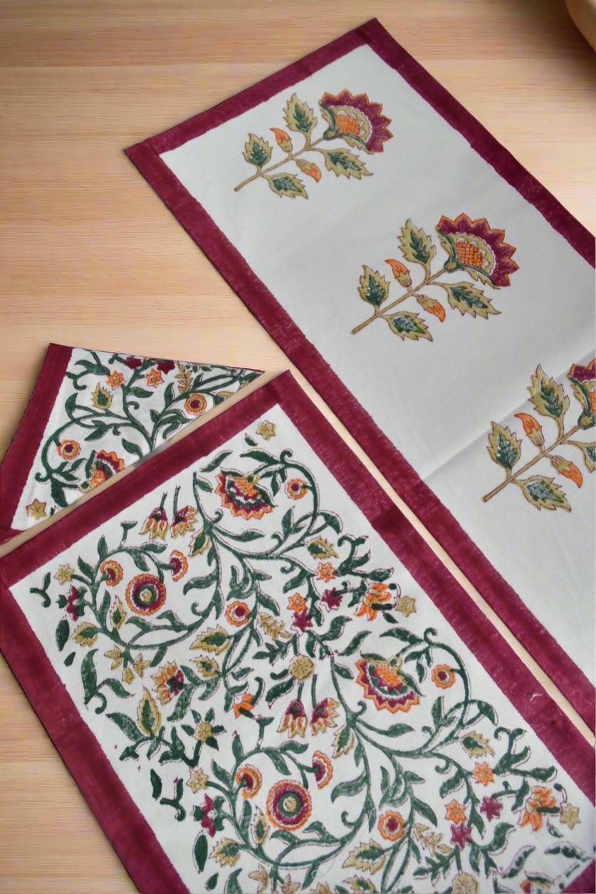 Royal Red Table Mat Napkin Runner