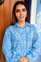 Crystal Blue and White Cotton Shirt