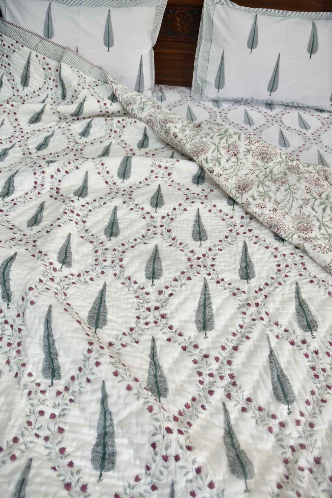 Cypress Jaal Handblock Cotton Quilt