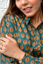 Beetle Green Classic Buta Cotton Shirt