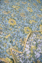 Blue n yellow floral Mul Mul Reversible Dohar