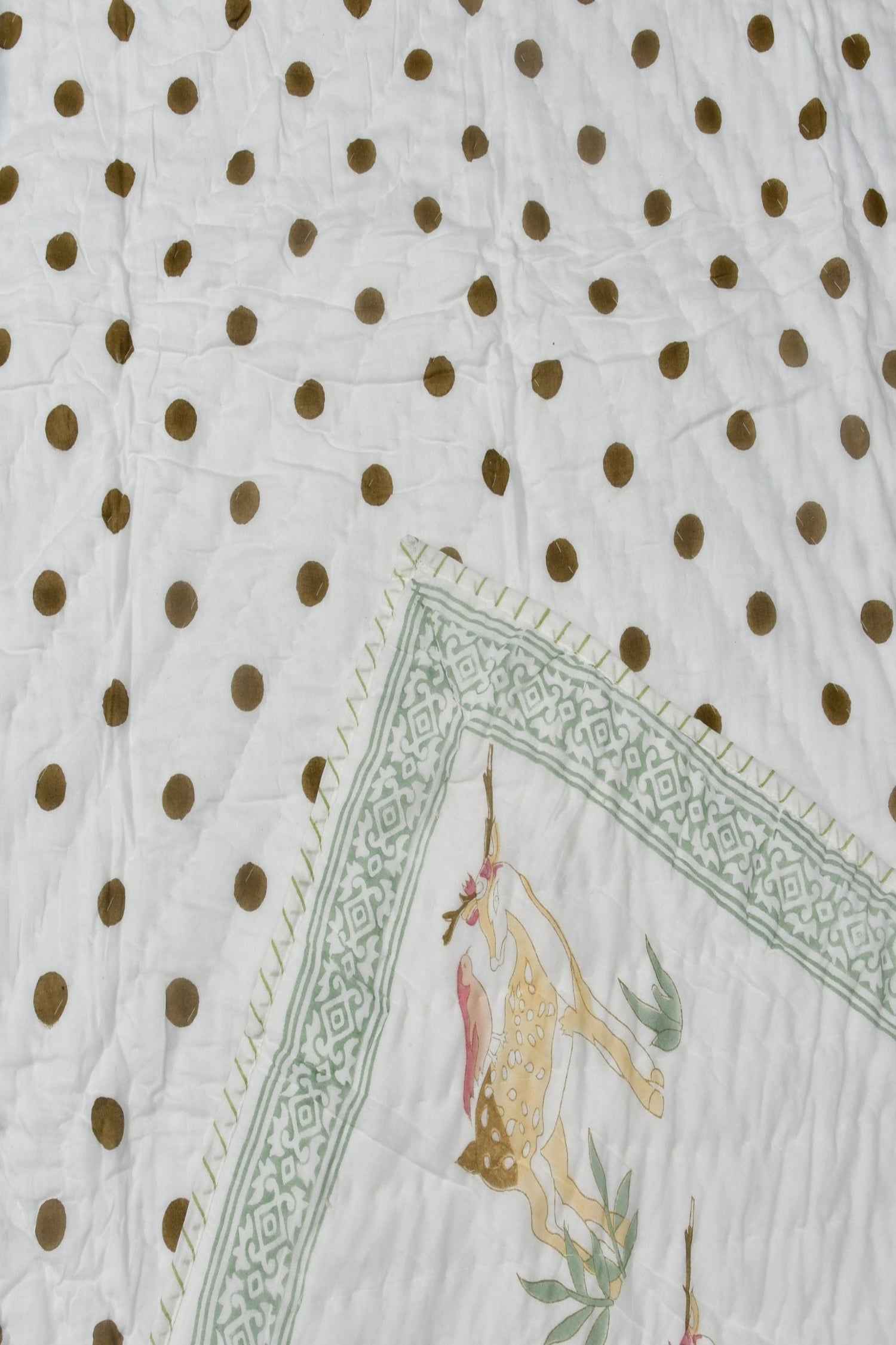 Cute Deer Reversible Baby Handblock Quilt