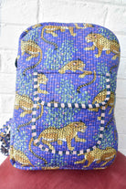 Violet Leopard Print Handblock Cotton Backpack