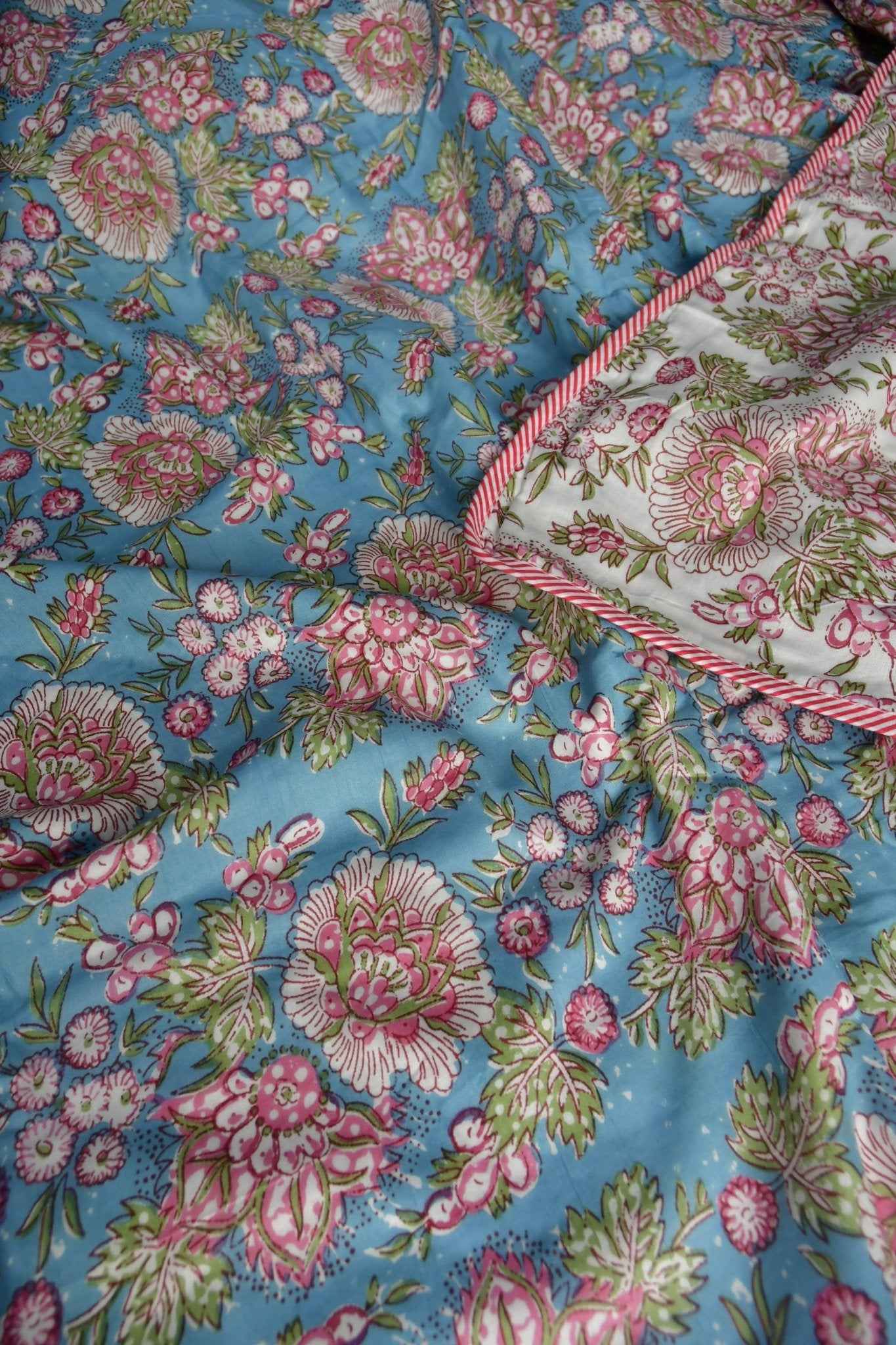 Blue Pink Reversible Mul Mul Cotton Dohar