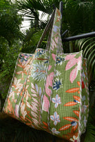 Green Tote Bag Hand-Blocked : Multiple use