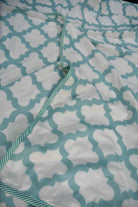 Sea Green and White Mul Mul Cotton Reversible Dohar