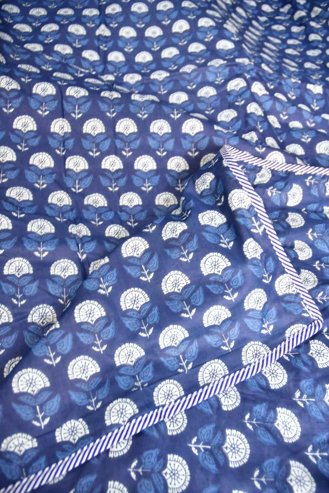 Blue Dabu Print Floral Reversible Cotton Dohar