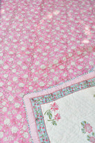 Pink Lotus Handblock Reversible Quilt : Warmth & Style