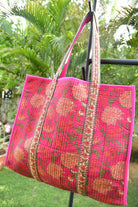 Premium Royal Pink Floral Tote Bag: Hand-Blocked Beauty