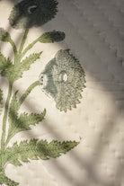 Blue Grey Poppy Cotton Cushion Cover – Hand Quilted, Designer Floral