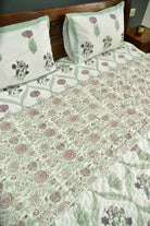 Butterfly and floral jaal mul mul Handblock Quilt