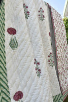 Serene Pink and Green Handblock Cotton Quilt