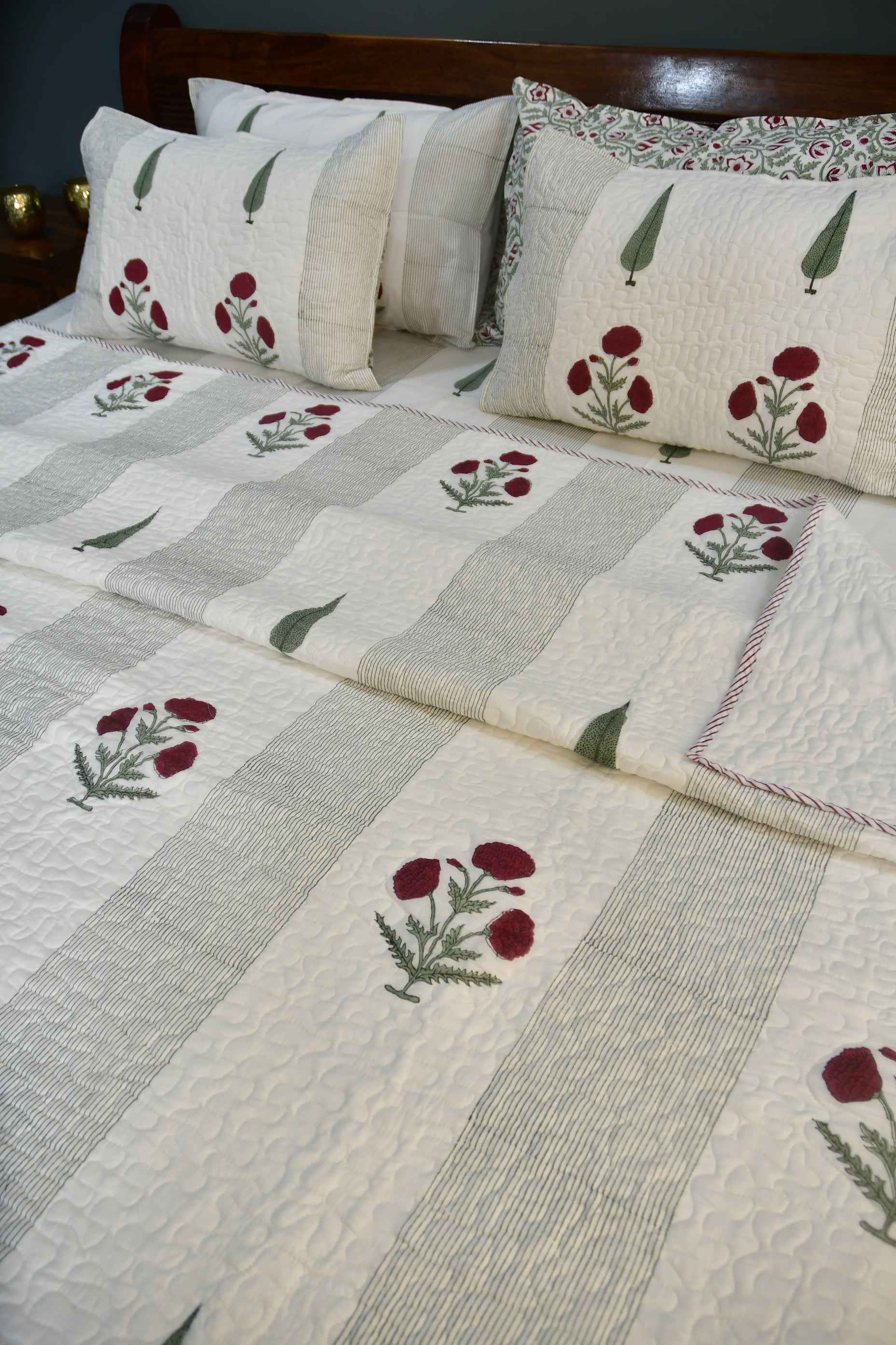 Red Poppy Bedding set : Hand Block Cotton