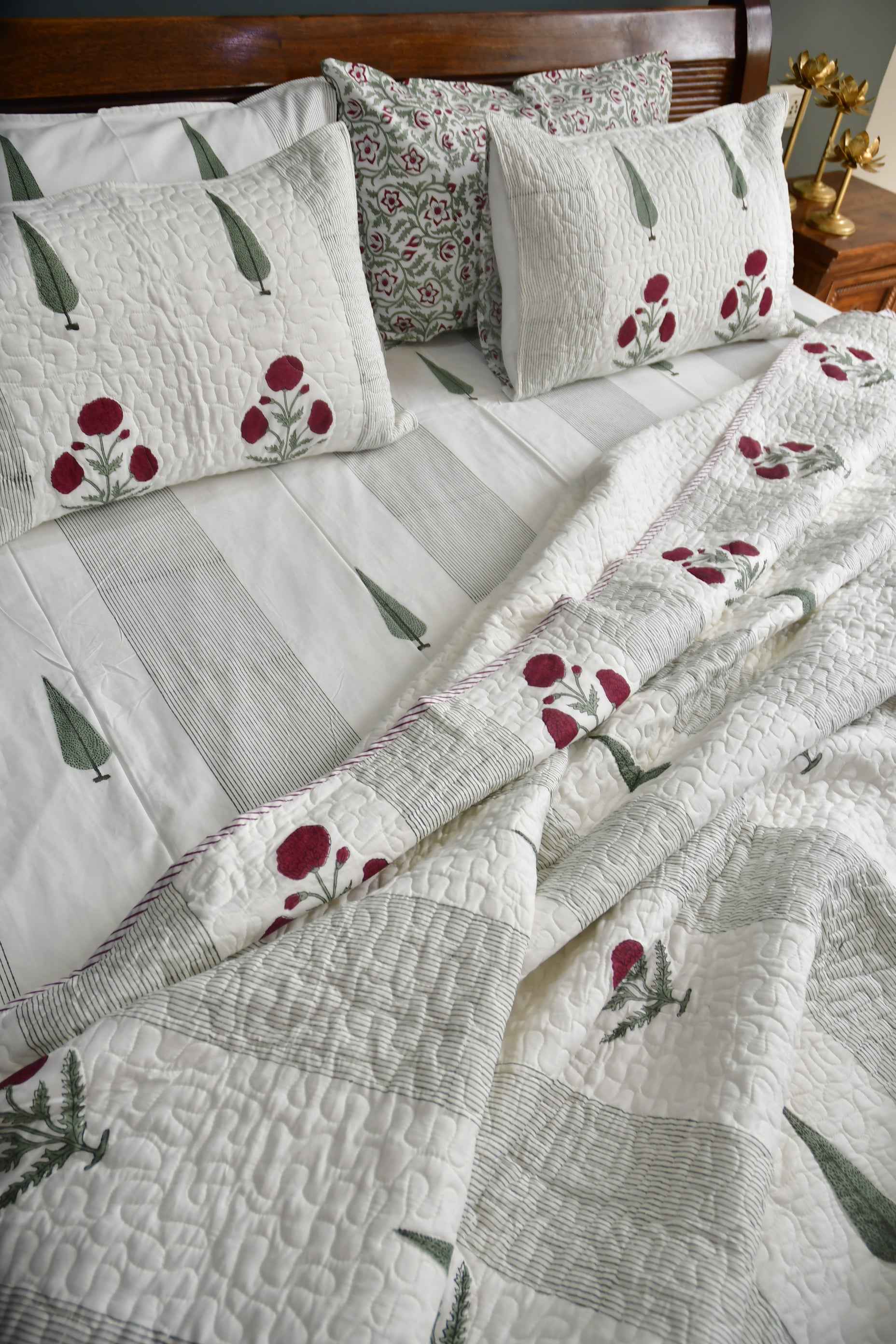 Red Poppy Bedding set : Hand Block Cotton