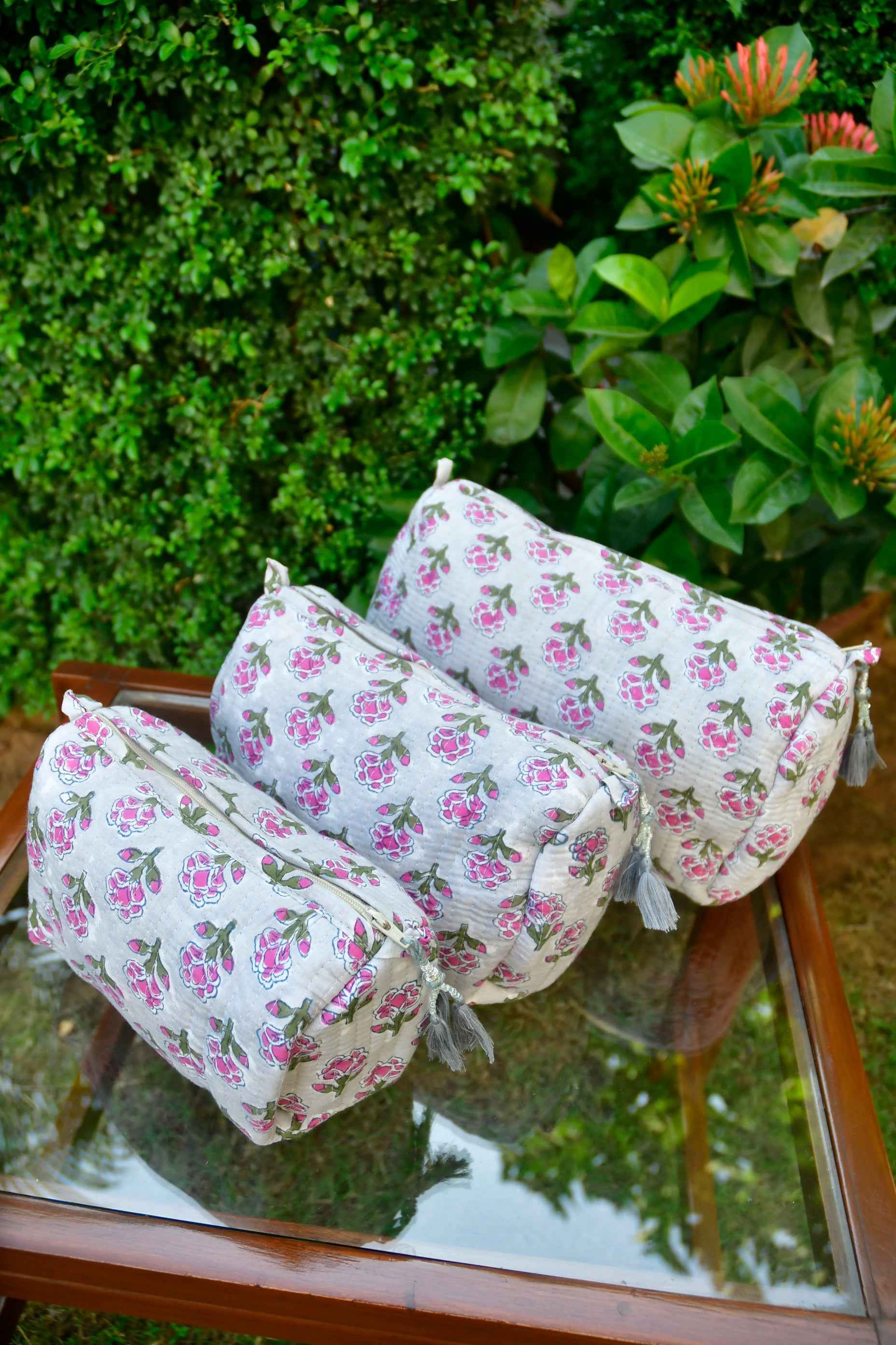 Grey Pink Utility Bag (set of 3) : Multiple use