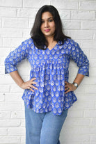 Royal Blue Short Top Handblock : Daily Wear