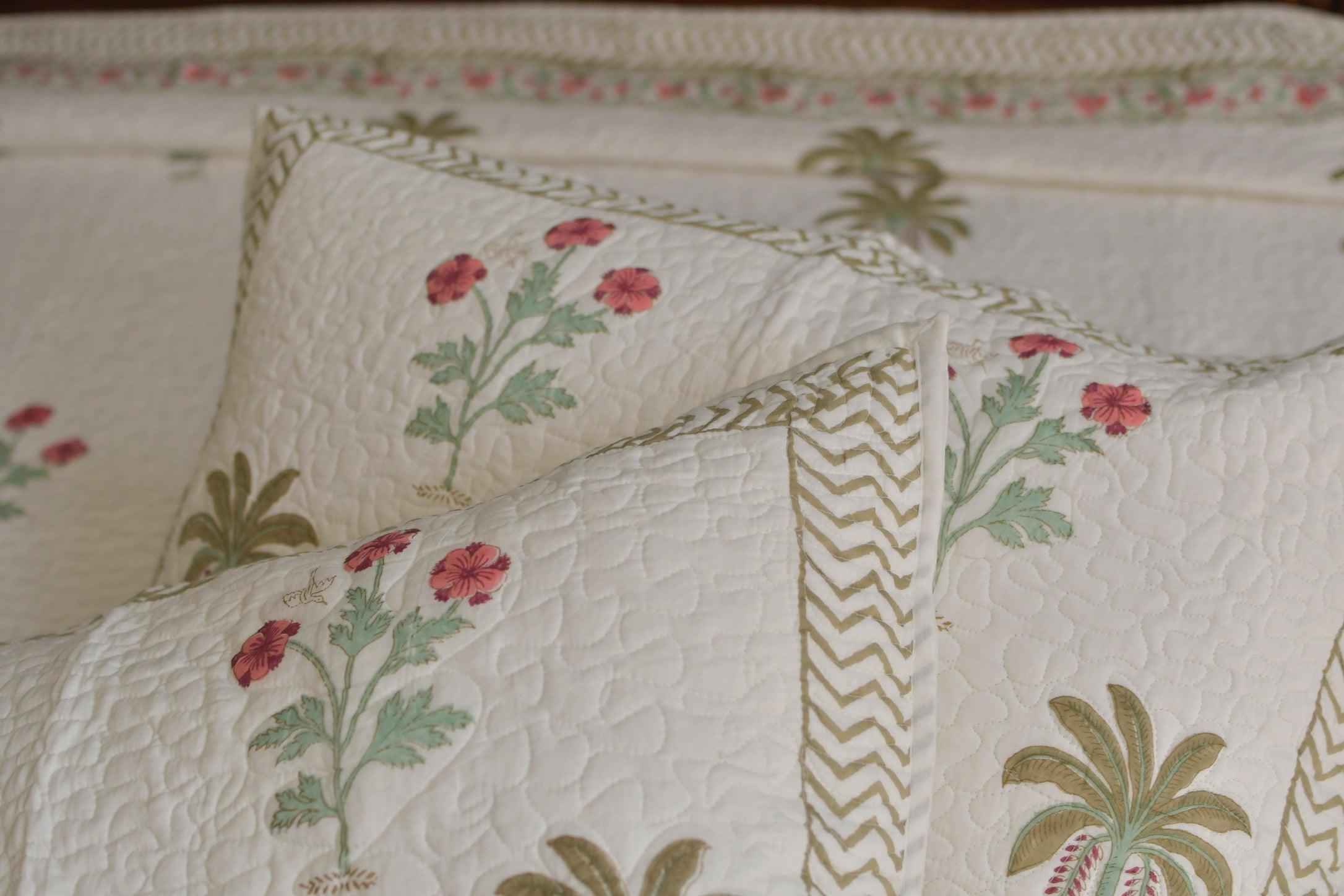 Palms Forever Bedcover:  Jaipur Print, Summer Comfort
