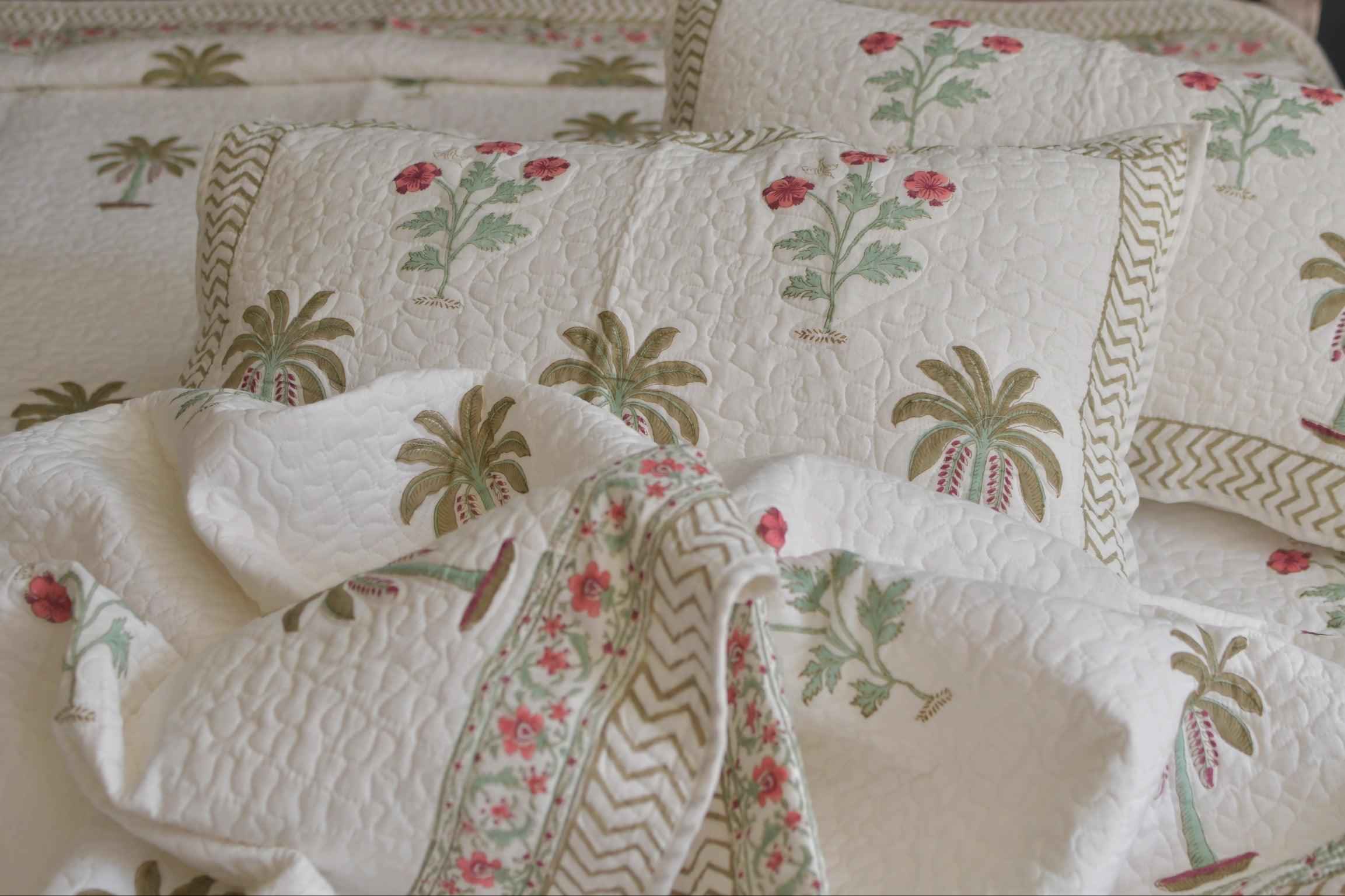 Palms Forever Bedcover:  Jaipur Print, Summer Comfort