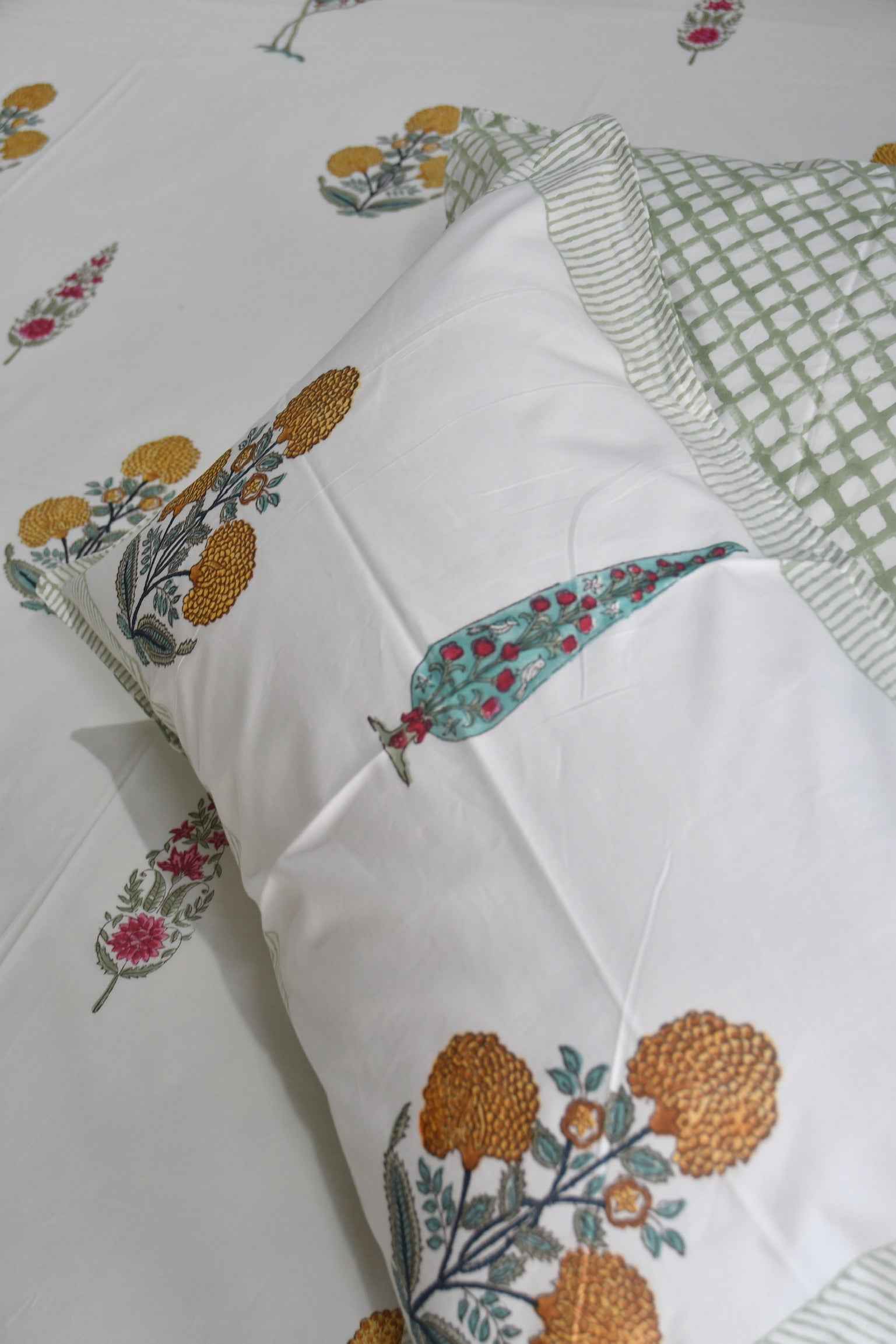Marigold Bedsheet, Jaipur Print, Premium Cotton