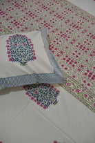 Floral patterned bedsheet with embroidered designs