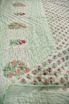 Peach and Pink Floral Premium  HandBlock  Quilt