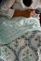 Sea Green Floral Jaal Quilt : Timeless Elegance