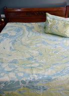 Green Blue Marble Double Cotton Bedsheet