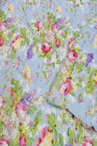 Sky Blue Floral Handblock Reversible Quilt